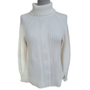 NWT Leo & Nicole Elegant 100% Cotton Cream Turtleneck Sweater Size L
